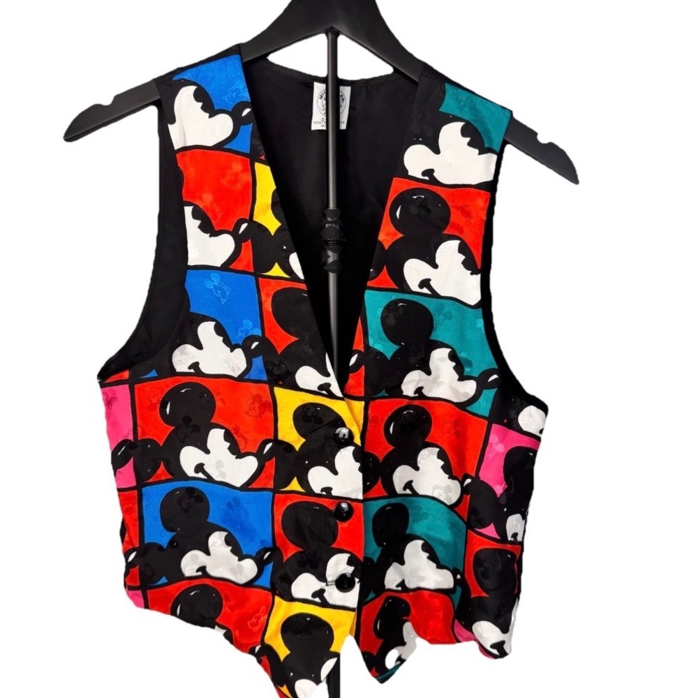 Mickey & Co. Mickey Mouse Vest Women S/M Multicolor Pop Art Vintage Disney 90s